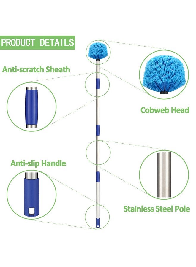 كوكونات منفضة غبار، منفضة غبار على شكل شبكة مع عمود تمديد، شعيرات متوسطة الصلابة، رأس منفضة غبار على شكل شبكة، ومنفضة غبار على شكل مروحة سقف بطول 6 أقدام من الفولاذ المقاوم للصدأ للتنظيف الداخلي والخارجي - Image 1