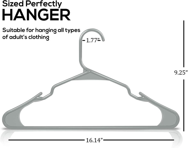 Zollyss Plastic Cloth Hangers for Clothes Hanging Wardrobe Hangers for Multipurpose Storage Saree Dress Shirt Pant Trouser Kids Clothes Hangers (48 Count, Grey) - Image 2