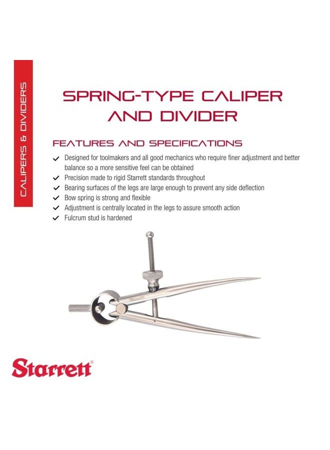 Starrett 277-3 3" فاصل نوع الربيع لصانعي الأدوات بأرجل دائرية وصمولة صلبة - Image 2