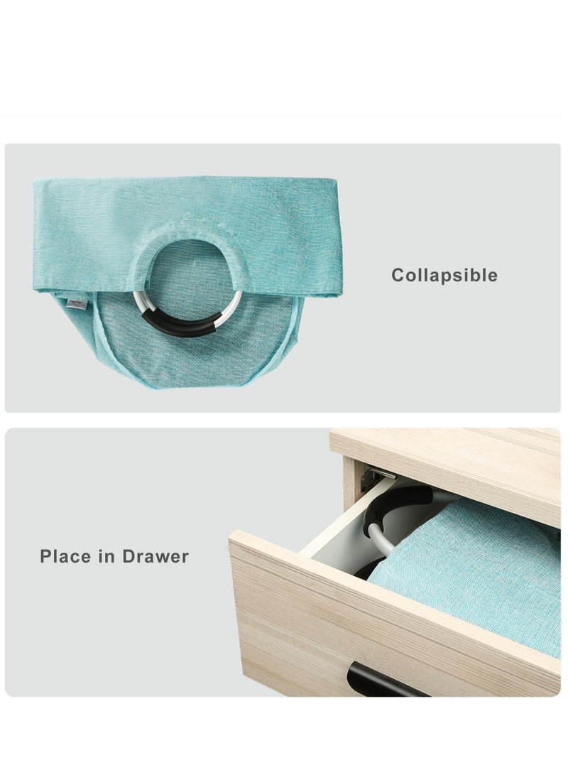 Raxoom Collapsible Laundry Basket, Tall Canvas Laundry Hamper, Protable Clothes Hamper with Handles, Large Foldable Llightweight Hamper Bags for Girl, Kids, College Dorm, Light Blue - Image 4