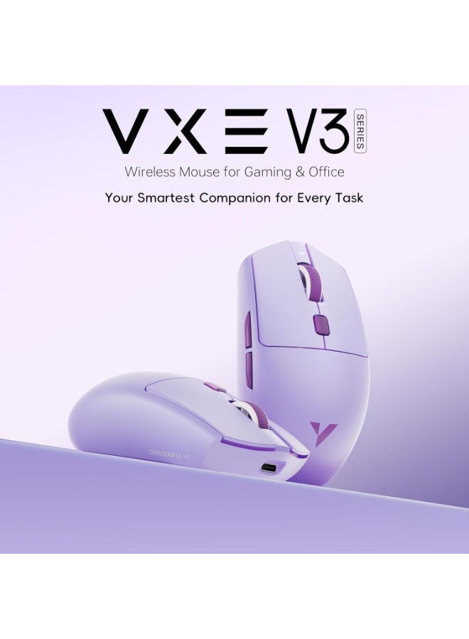 في اكس اي ماوس الألعاب اللاسلكي V3 Pro ثلاثي الأوضاع – مستشعر بصري PAW3395 SE، دقة 18000 نقطة في البوصة، بلوتوث، اتصال لاسلكي بتردد 2.4 جيجاهرتز واتصال سلكي USB-C، معدل استجابة 1000 هرتز، وزن خفيف للغاية 49 جرام (أسود) - Image 3