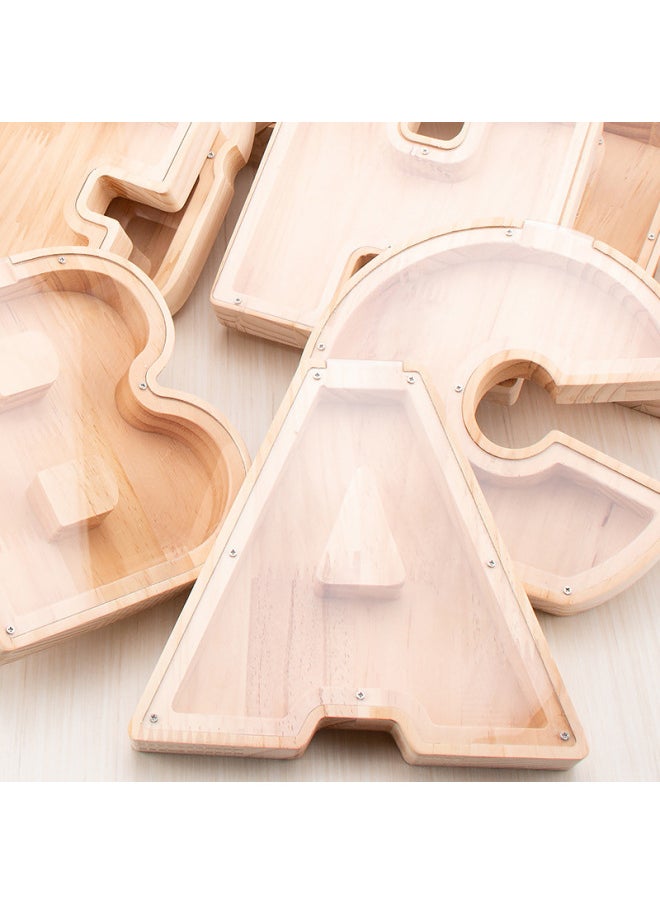 Wooden 26 Letter Piggy Bank Toy Acrylic Transparent Creative Piggy Bank Crafts Ornaments-Color:V  - Image 5