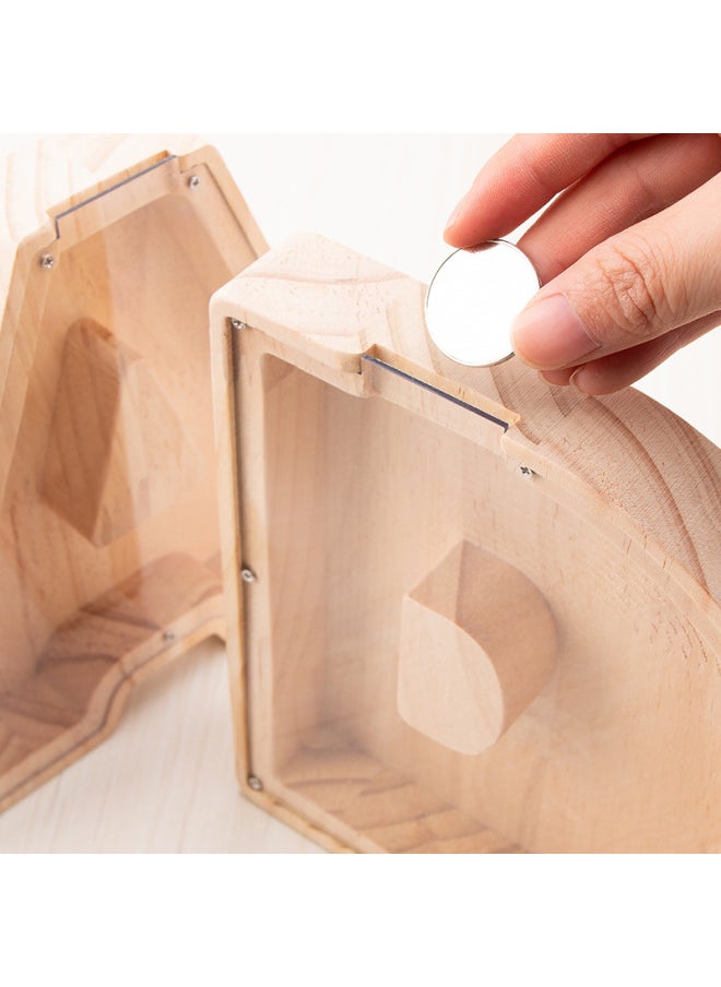 Wooden 26 Letter Piggy Bank Toy Acrylic Transparent Creative Piggy Bank Crafts Ornaments-Color:V  - Image 4