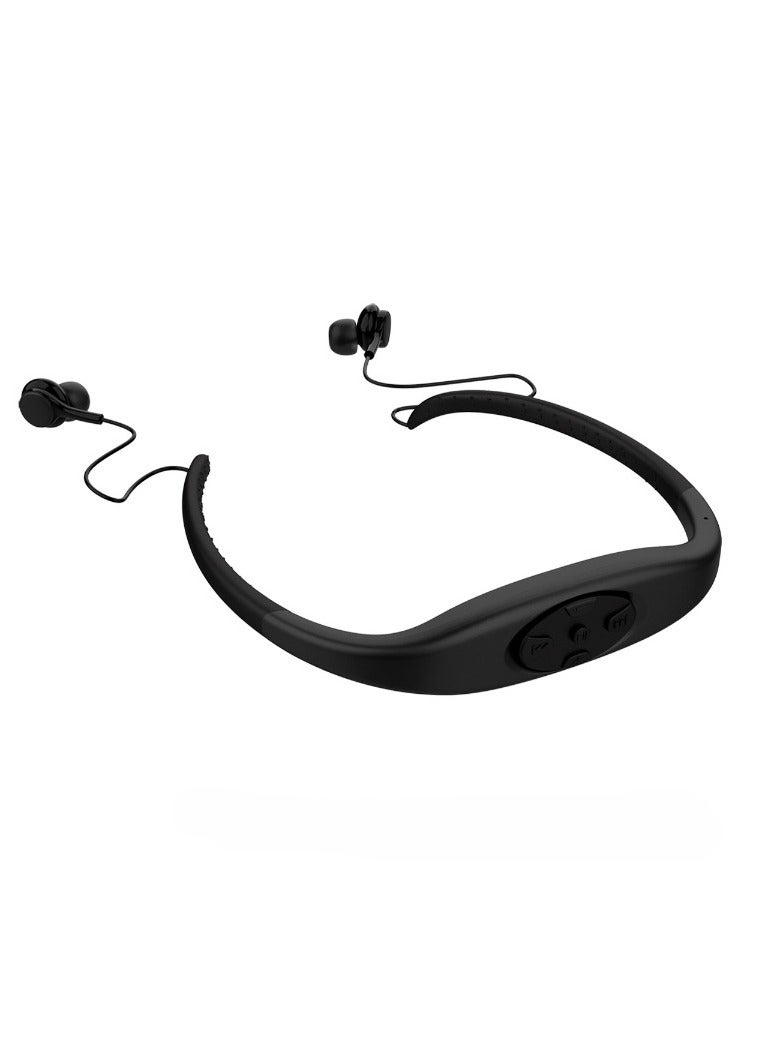 Bluetooth Swimming Headphones, Waterproof Mp3 Headset Music Player, Comfortable HD Stereo Sound Earbuds, Rechargeable Neckband Headphones For Swimming, Surfing, Running, Sports, (1pc, Black)
