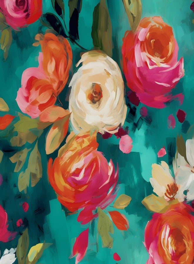 BOKEBEVE Oil Painting Contact Paper Watercolour Floral Peel and Stick Wallpaper Boho Contact Paper for Counter Cabinet Shelf Renter Friendly Removable Colorful 17.5 x 393.5In - Image 1