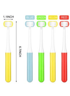 Patelai Patelai 4 Pieces Autism Toothbrush for Special Needs Soft Wrap-Around Training Tooth Brush Saving Time for Kids, Gentle Clean Tooth to Completely Cover The Toothbrush (Blue, Yellow, Green, Red)  - Image 4