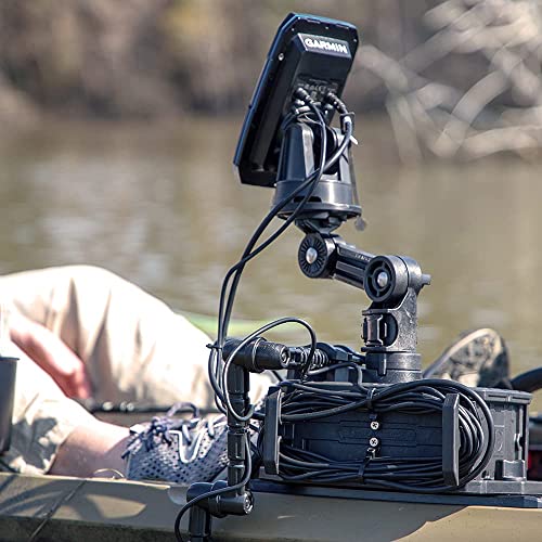 YakAttack Round Base Fish Finder Mount | Kayak Track Mount | Fits Garmin Striker 4 & Raymarine Dragonfly 7 Pro | Secure Kayak Rail Mount | Works with GearTrac & MightyMount | Hardware Included - Image 2