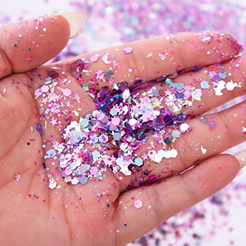 Onwon 10 Boxes Chunky Glitter Makeup Set Colorful Mixed Cosmetic Glitters Flakes for Eye Shadow Body Nail Face Lips Hair Iridescent Flakes Cosmetic Paillette Sparkles Slime Supplies Powder Sequins - Image 5