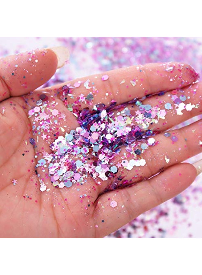 Onwon 10 Boxes Chunky Glitter Makeup Set Colorful Mixed Cosmetic Glitters Flakes for Eye Shadow Body Nail Face Lips Hair Iridescent Flakes Cosmetic Paillette Sparkles Slime Supplies Powder Sequins - Image 4