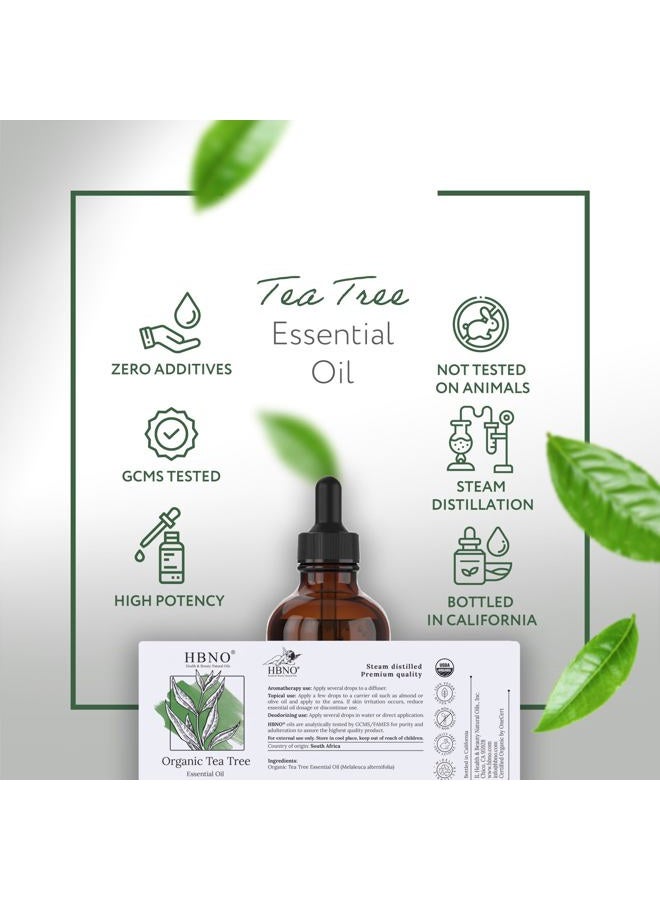 hbno Organic Tea Tree Essential Oil - Huge 4 oz (120ml) Value Size - USDA Certified Organic Tea Tree Essential Oil, Steam Distilled for Aromatherapy, Soap Making, DIY, Diffuser - Image 4
