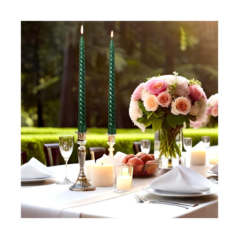 12 شمعة مدببة بطول 10 بوصات، شموع غير معطرة وخالية من الدخان للاستخدام المنزلي، وحفلات الزفاف، وأعياد الميلاد، وديكور المنزل (أخضر) - Image 5