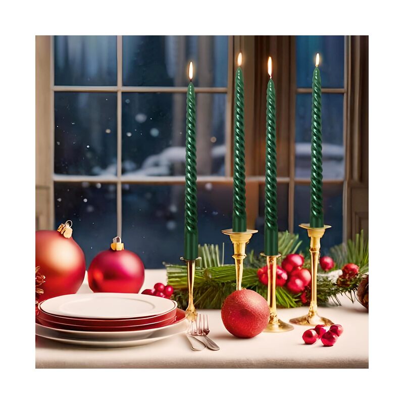 12 شمعة مدببة بطول 10 بوصات، شموع غير معطرة وخالية من الدخان للاستخدام المنزلي، وحفلات الزفاف، وأعياد الميلاد، وديكور المنزل (أخضر) - Image 4