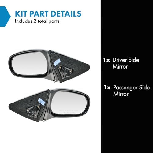 TRQ Driver & Passenger Side Mirror Set Manual Compatible with 1996-2000 Honda Civic HO1320122 HO1321122 - Image 2