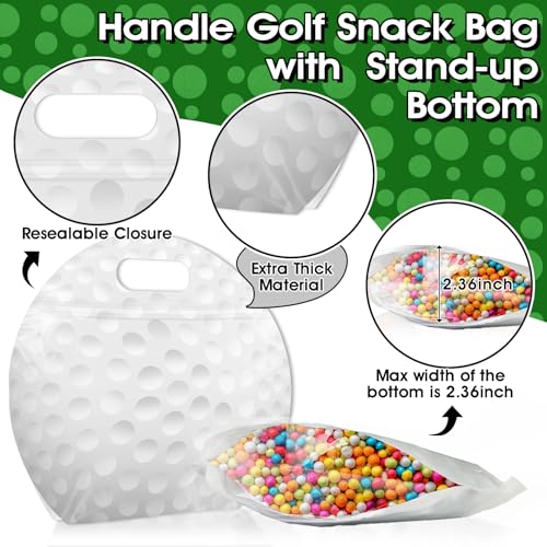 AKAIXI 24pcs Golf Snack Bags with Handles Reusable Sealed Stand-Up Goodie Bags, Golf Themed Treat Bags for Sport Outings/Weekend Rounds, Party Favor Supplies Birthday Gifts for Golfers - Image 3