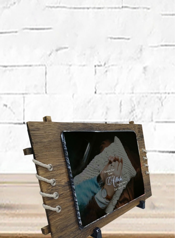 Service Zone Protective Printed White Rectangle Shape Marble Photo Frame for Table Top I Mention Your Name To Allah  - Image 3