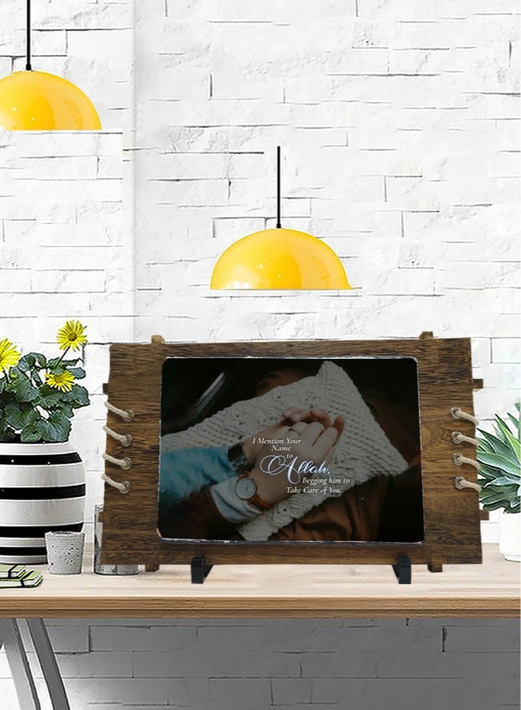 Service Zone Protective Printed White Rectangle Shape Marble Photo Frame for Table Top I Mention Your Name To Allah  - Image 1