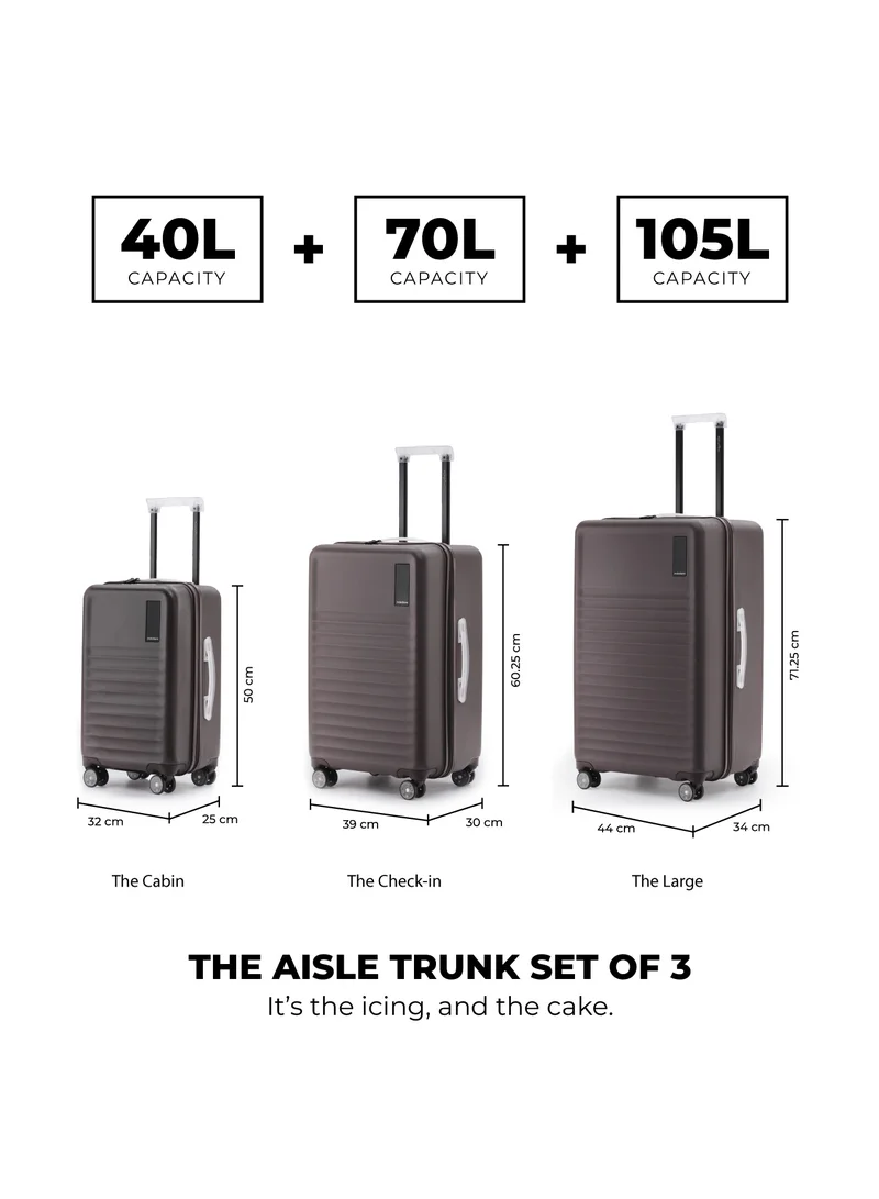 Mokobara The Aisle Trunk Set Of 3 - Durable Polycarbonate Material | Mocha Brown, Cool Beans