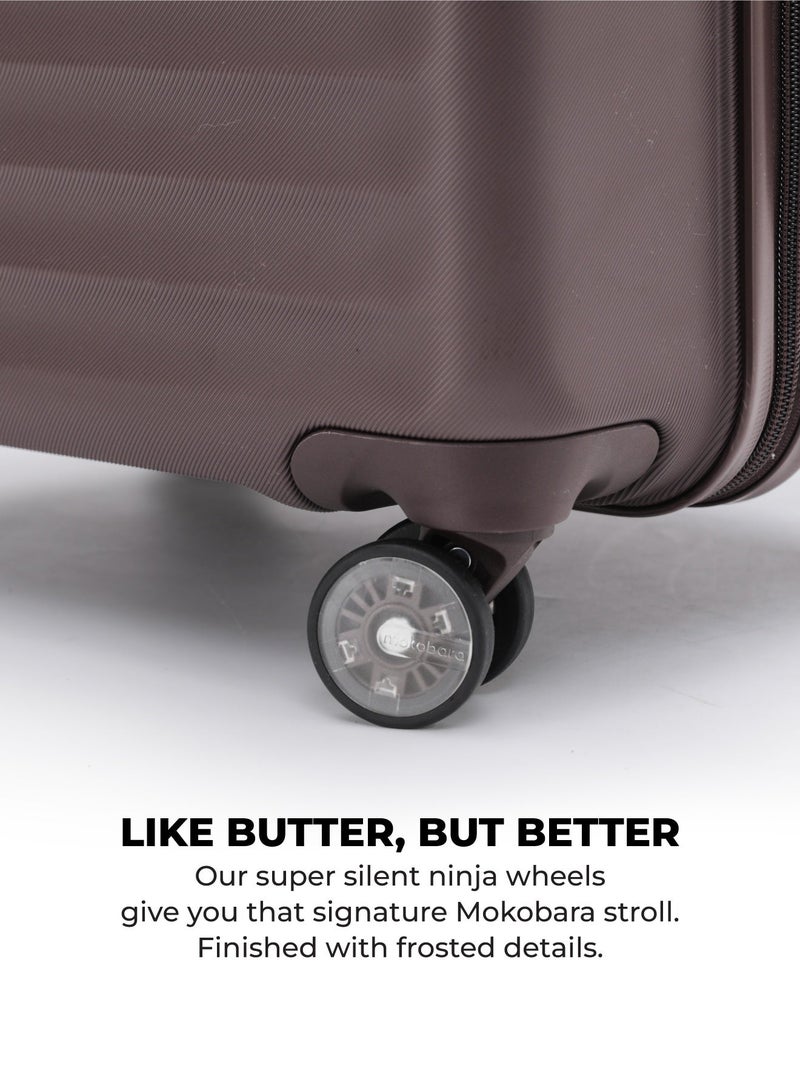 Mokobara Aisle Trunk Luggage Set of 3 | Cabin 40L + Check-in 70L + Large 105L | Makrolon Hardshell | TSA Lock, YKK Zippers & Ninja Wheels | Brown (Cool Beans) - Image 3