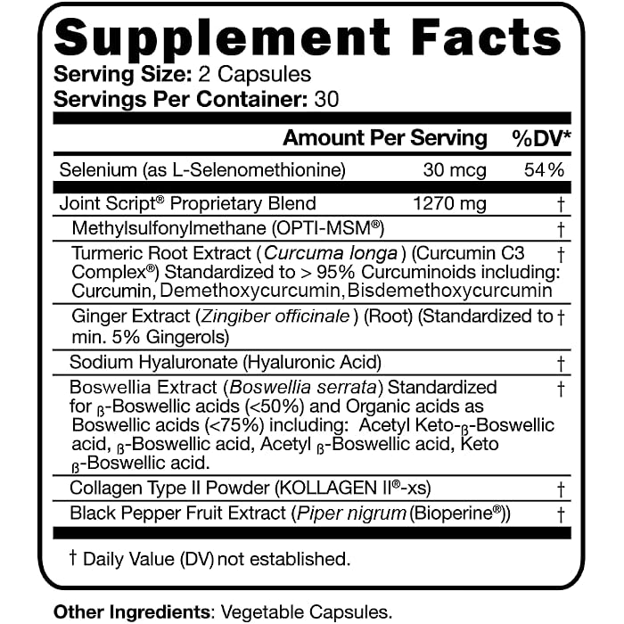 Script Essentials Joint Script: Joint Comfort Formula with Curcumin MSM, Collagen & Boswellia | Suzy Cohen hyaluronic acid, C3 curcumin, MSM, collagen peptides, ginger & boswellia for flexibility, tendons and cartilage - Image 4