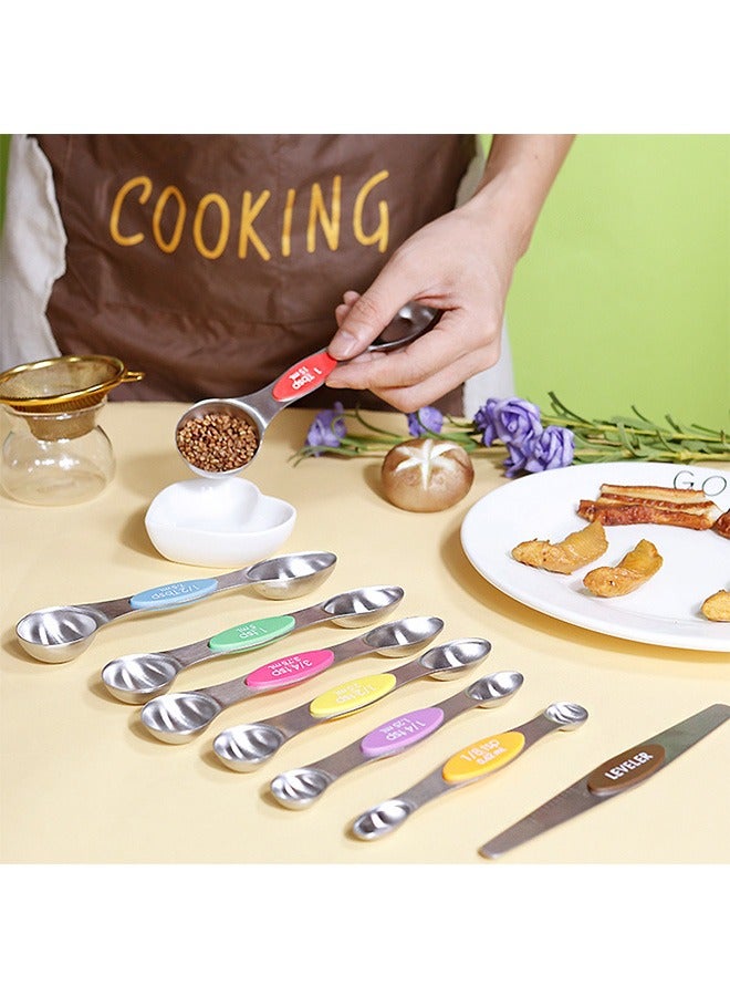 Magnetic Measuring Spoon Set, Stainless Steel Double Sided Stackable Measuring Teaspoons, Seasoning Spoons for Kitchen, Measuring Dry or Liquid, Fits Spice Seasoning Jars 8 Pieces - Image 4