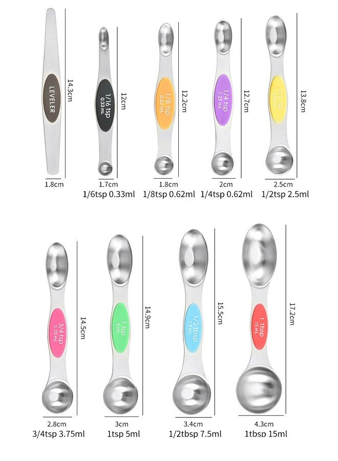 Magnetic Measuring Spoon Set, Stainless Steel Double Sided Stackable Measuring Teaspoons, Seasoning Spoons for Kitchen, Measuring Dry or Liquid, Fits Spice Seasoning Jars 8 Pieces - Image 2