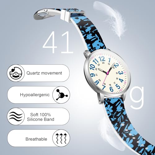 Asan Ge Black Blue Women's Silicone Watch, Large Dial Fashionable Waterproof Wrist Watch, Easy to Read, Multiple Colors Available, Suitable for Casual Outdoors - Image 3