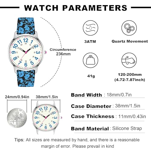 Asan Ge Black Blue Women's Silicone Watch, Large Dial Fashionable Waterproof Wrist Watch, Easy to Read, Multiple Colors Available, Suitable for Casual Outdoors - Image 5