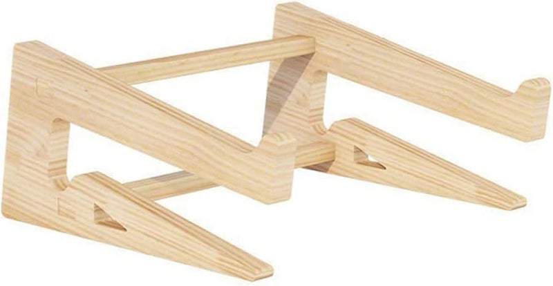 Solid Wood Laptop Stand for 12 to 14 7 Inch Notebooks Ergonomic Height Adjustable Desk Rack - Image 1
