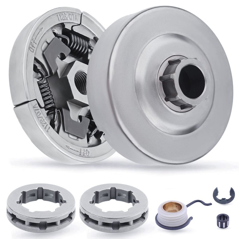 Adefol 3/8"-7T Clutch Drum Sprocket Rim Kit for Stihl MS361 MS440 MS461 MS460 044 046 Chainsaw, MS 440 Clutch Drum Kit with Worm Gear Needle Bearing E-clip Replacement Parts Replace 1128 007 1000