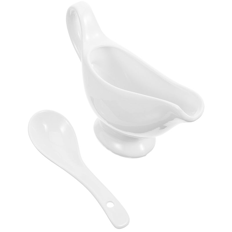 Gravy Boat With Depth Spoon Ceramic Pitcher Ceramic Sauce Serving Dish Coffee Cream Pitcher - Image 1