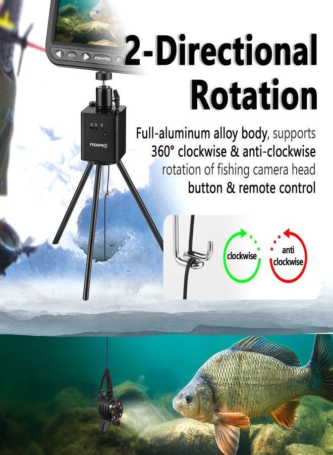 FishPRO [2024 Upgrade] Positioner for Underwater Fishing Camera - [Full-Aluminum] Tripod for Ice Fishing Camera, with 1/4" Tilt Mount, Remote & Manual Control, 2-Way 360° Rotate, Fit Ice Hole Max 9.5" - Image 4