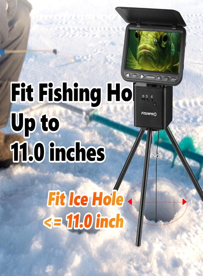 FishPRO [2024 Upgrade] Positioner for Underwater Fishing Camera - [Full-Aluminum] Tripod for Ice Fishing Camera, with 1/4" Tilt Mount, Remote & Manual Control, 2-Way 360° Rotate, Fit Ice Hole Max 9.5" - Image 2