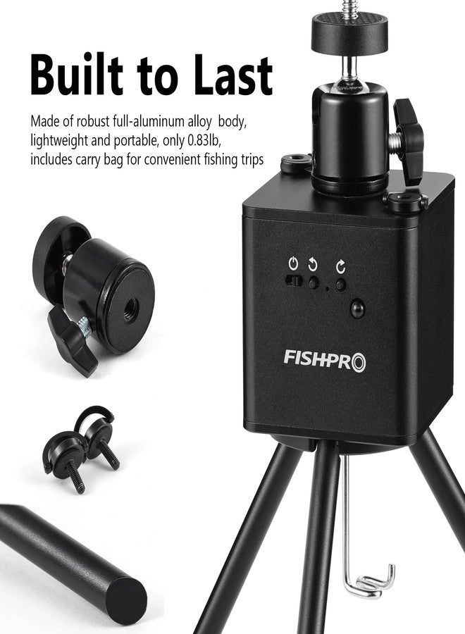 FishPRO [2024 Upgrade] Positioner for Underwater Fishing Camera - [Full-Aluminum] Tripod for Ice Fishing Camera, with 1/4" Tilt Mount, Remote & Manual Control, 2-Way 360° Rotate, Fit Ice Hole Max 9.5" - Image 3
