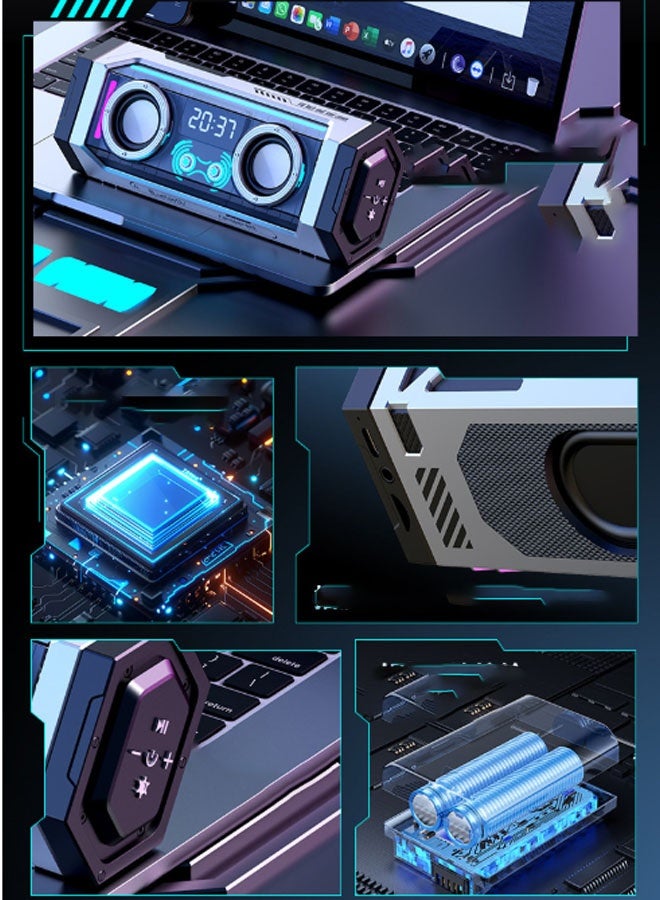 نيوترل مكبر صوت لاسلكي Bluetooth V18 Mecha Esports يتميز بمكبر صوت عالي الطاقة 10 وات وإضاءة RGB مبهرة، ويوفر وظائف تشغيل الموسيقى والرد على المكالمات. مثالي للألعاب الإلكترونية ومشاهدة الأفلام وحفلات أعياد الميلاد ومناسبات تناول الطعام في الهواء الطلق. - Image 2