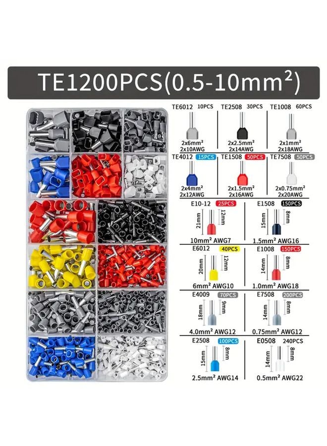 HSC8 10 6A Wire Crimper Kit With TE1200PCS Connectors High Carbon Steel Ratchet Crimper Tool Box Set - Image 5