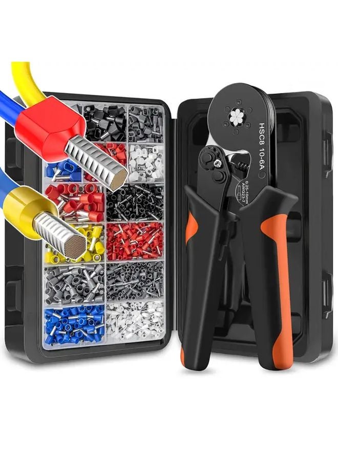 HSC8 10 6A Wire Crimper Kit With TE1200PCS Connectors High Carbon Steel Ratchet Crimper Tool Box Set - Image 3