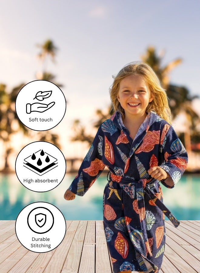 Pearl Coast International روب استحمام للأطفال بغطاء رأس - عبوة من 2 - روب شاطئ واستحمام سريع الجفاف من الألياف الدقيقة للأولاد والبنات، غطاء سباحة ناعم ماص، خفيف الوزن للاستخدام في المسبح والمنزل - Image 5