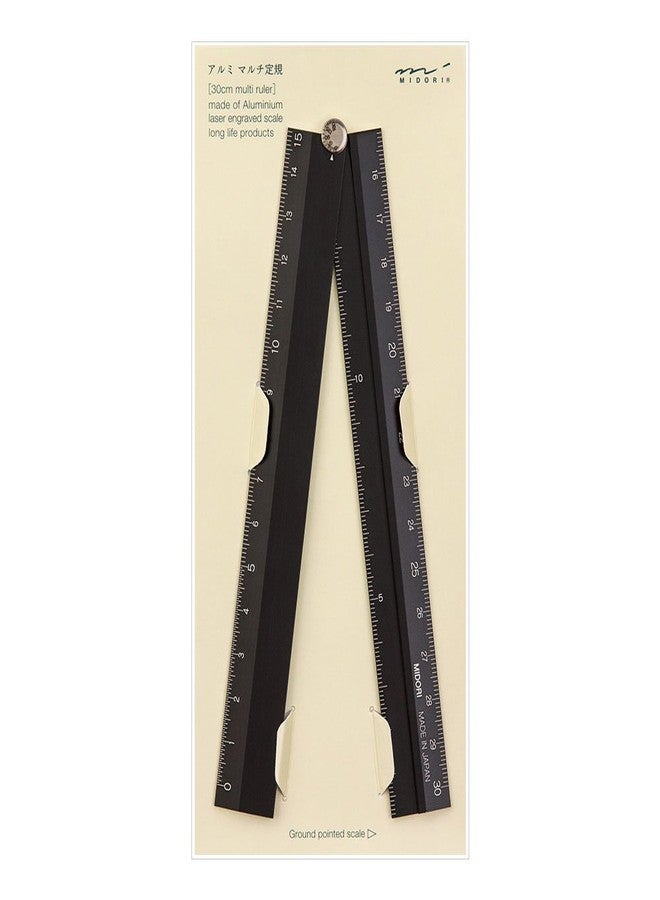 Midori Multi Aluminium Ruler 30cm Black (42254006) - Image 1