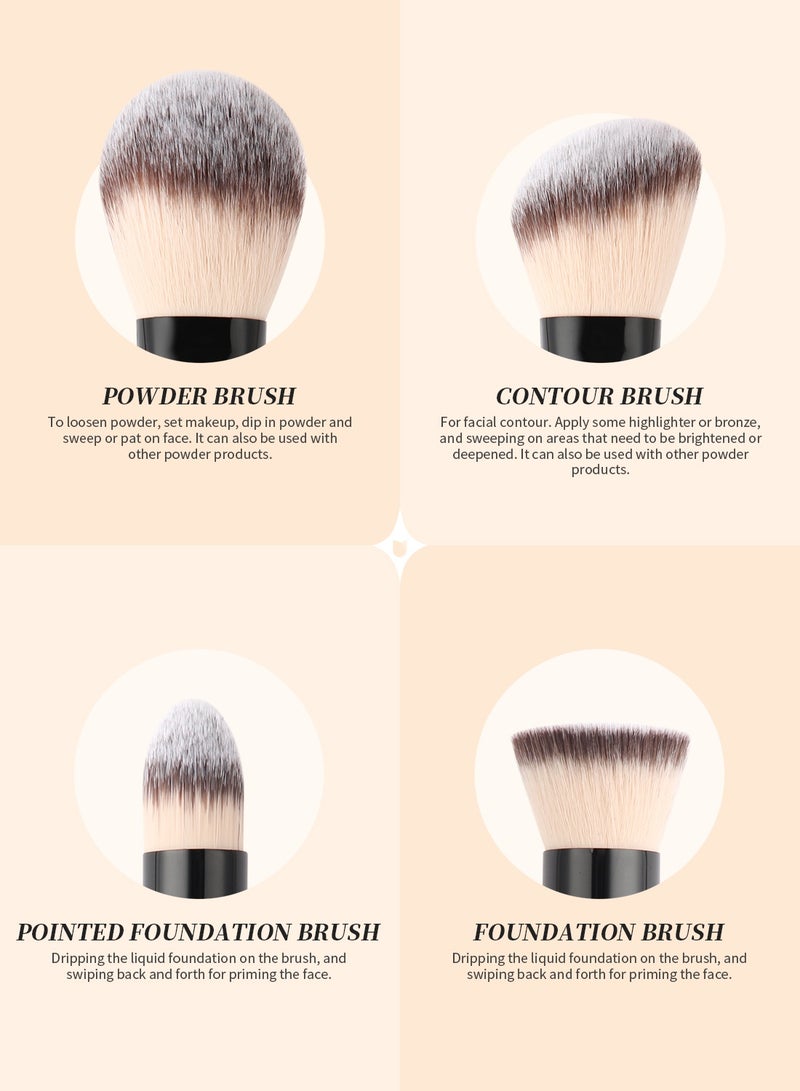 DUcare 2-Piece Dual-Ended Makeup Brush Set – 4-in-1 Foundation, Powder, Buffer & Contour Brushes for Liquid, Cream & Powder – Travel-Friendly Face Brush Kit - Image 3