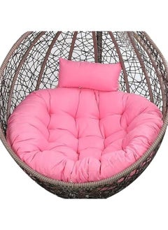 Garden Terrace Rattan Swing Chair Wicker Egg Hanging Chair Hammock Hanging Chair Large Size Cushion Hanging Basket Chair Cushion Indoor Outdoor(Only Cushion)(Color:Pink)