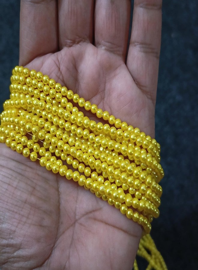 RITIKA CRAFT مجموعة خرز/موتي بلاستيكية من ريتيكا كرافت مقاس 4 مم، 1200 قطعة لصنع المجوهرات/الأعمال الحرفية/الزينة (أصفر) - Image 3