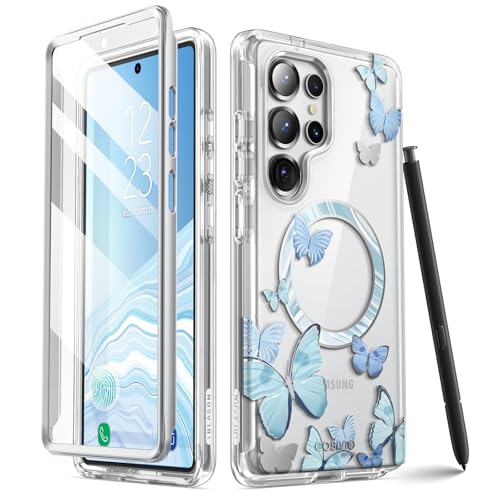 I-blason iBlason for Samsung Galaxy S25 Ultra Case MagSafe with Builtin Screen Protector Support Fingerprint ID Wireless Charger FullBody Slim Style Magnetic Phone Case for S25 Ultra BlueFly - Image 1