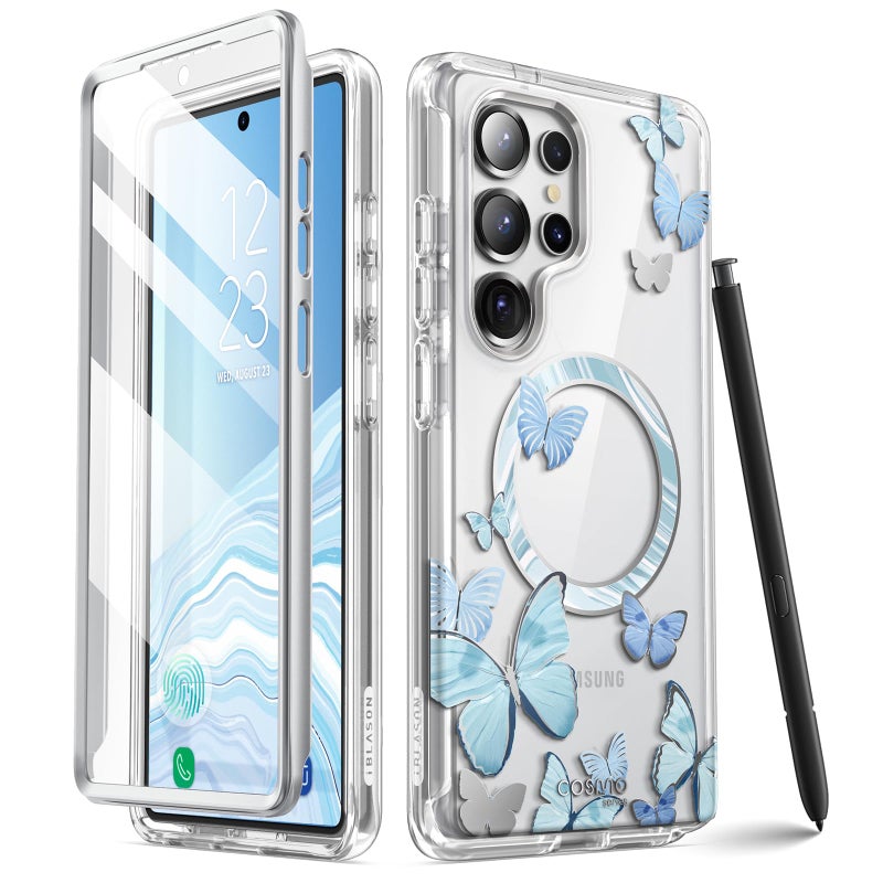 I-blason iBlason for Samsung Galaxy S25 Ultra Case MagSafe with Builtin Screen Protector Support Fingerprint ID Wireless Charger FullBody Slim Style Magnetic Phone Case for S25 Ultra BlueFly - Image 2