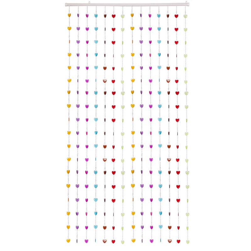 THY COLLECTIBLES Beautiful Home Decor Acrylic Beaded Curtain for Windows Doorways Room Partition W355 x H72  Acrylic Rainbow Hearts