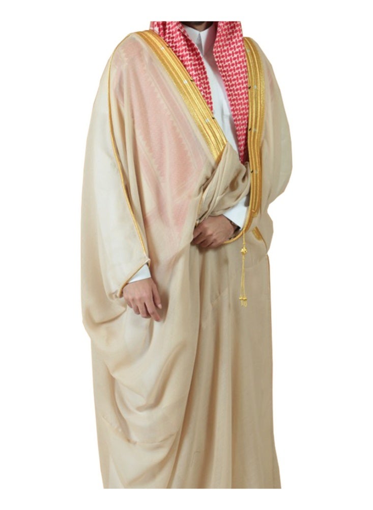 Royal Beige Bisht – Prestige in Fabric, Elegance in Tone - Image 2