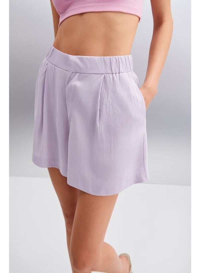 GRIMELANGE JAMI 100% Viscose Slim Women's Lilac Shorts - Image 5