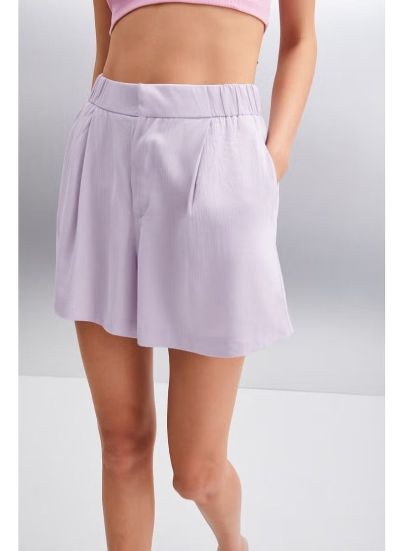 GRIMELANGE JAMI 100% Viscose Slim Women's Lilac Shorts - Image 1