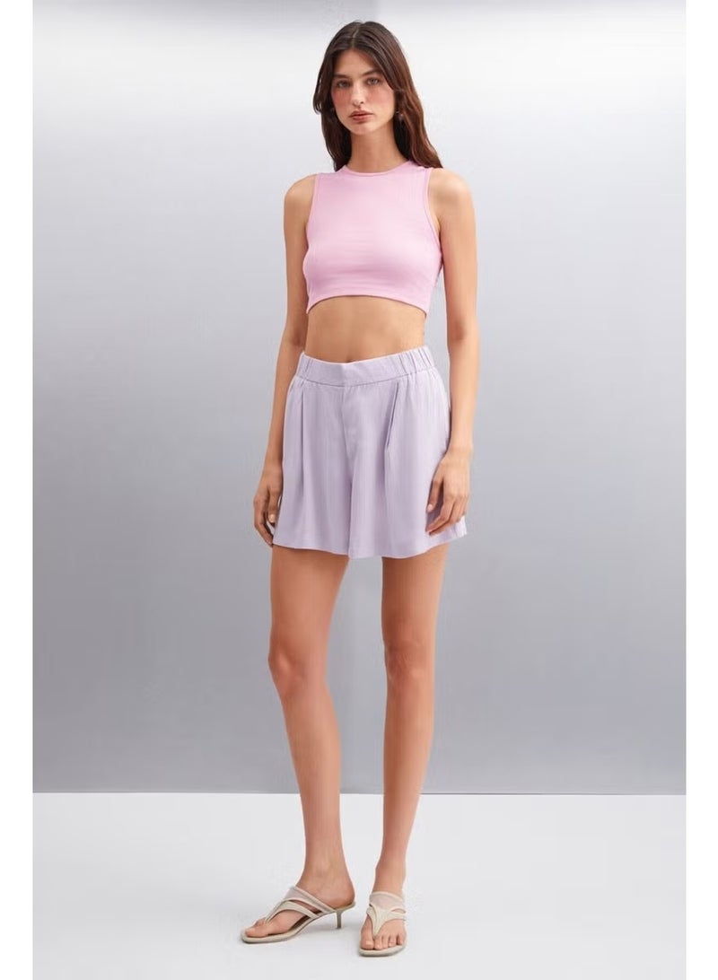 GRIMELANGE JAMI 100% Viscose Slim Women's Lilac Shorts - Image 2