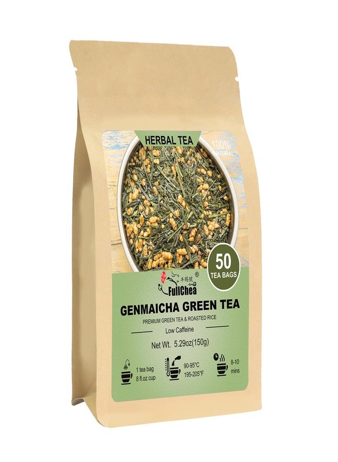 FullChea - Genmaicha Tea Bags, 50 Count, Green Tea with Roasted Rice - Image 1