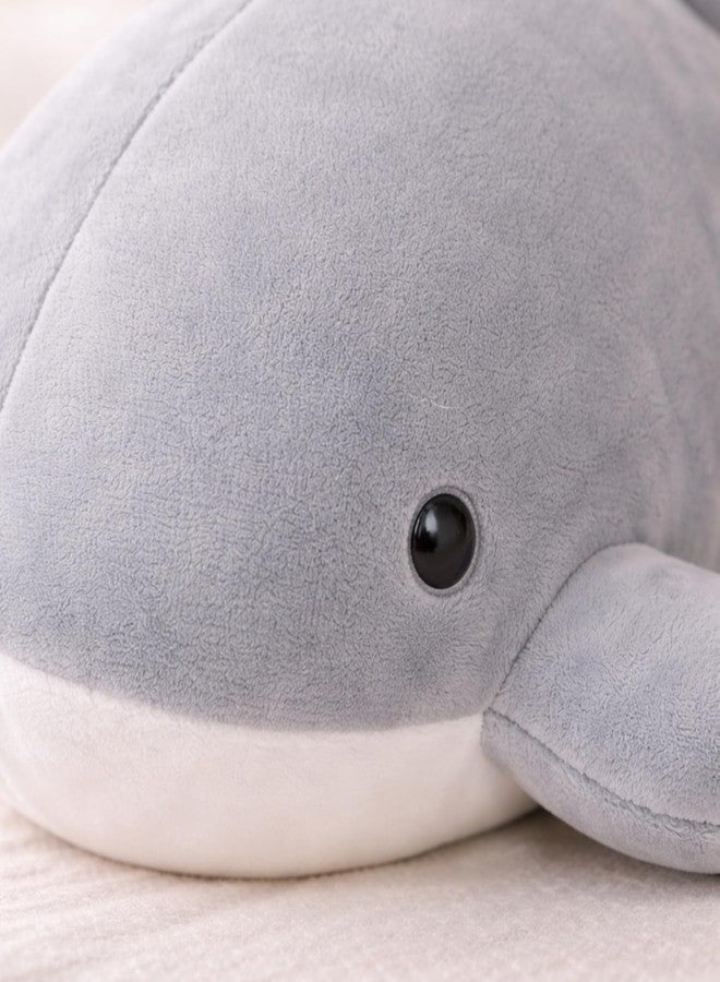 Adhigams Soft Plush Stuffed Whale Toy Cute Kids Baby Cushion Pillow Grey Polyester 40cm Single Piece Nursery Decor Gift Hugging Sleeping Comfort Animal Home Use - Image 5
